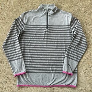 G/Fore Pullover Shirt Men’s Small Striped Quarter Zip White Gray Pink Pullover
